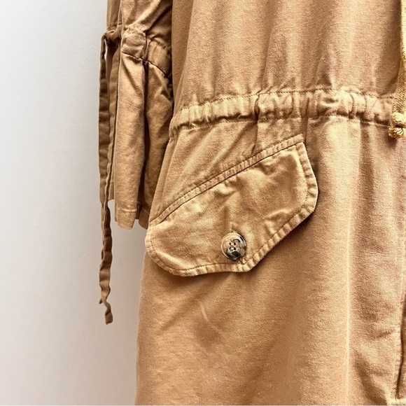 Karen Kane Camel Cinched Waist Tie Bell Sleeve Utility Zip Up Jacket 0X - Picture 7 of 15